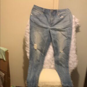 Seven7 Women's Distressed Light Blue Boyfriend‎ Jeans
